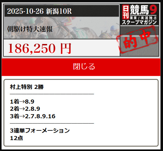日刊競馬9 的中実績