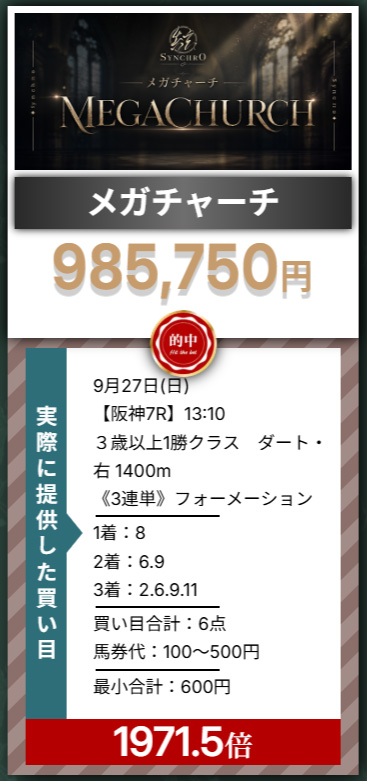 シンクロ 的中実績
