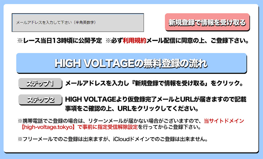 ハイボルテージ(HIGH VOLTAGE)の登録方法