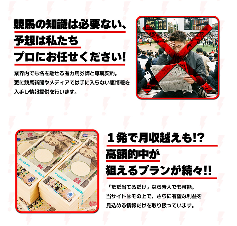 競馬の知識はいらない、予想はプロにおまかせください！
