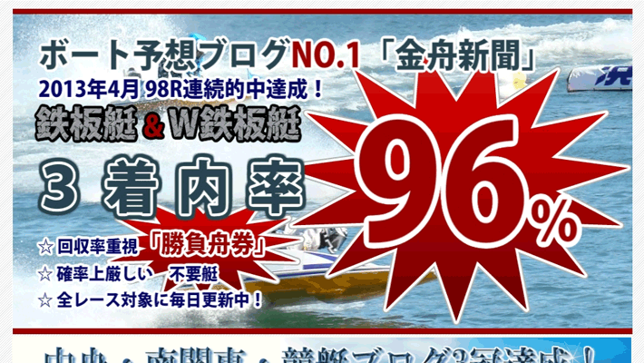 競艇・ボートレス予想サイト金舟新聞