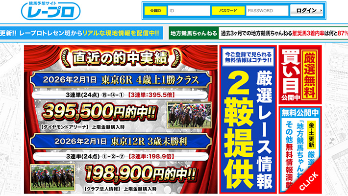 競馬予想サイトレープロ 口コミ