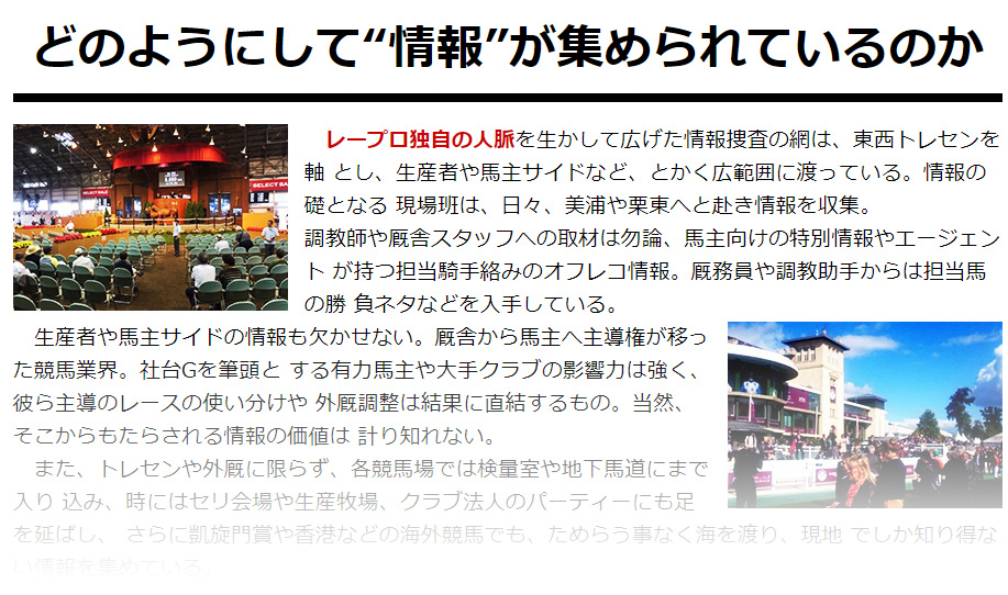 レープロは、“ 完全現場主義 ”の競馬情報サイト