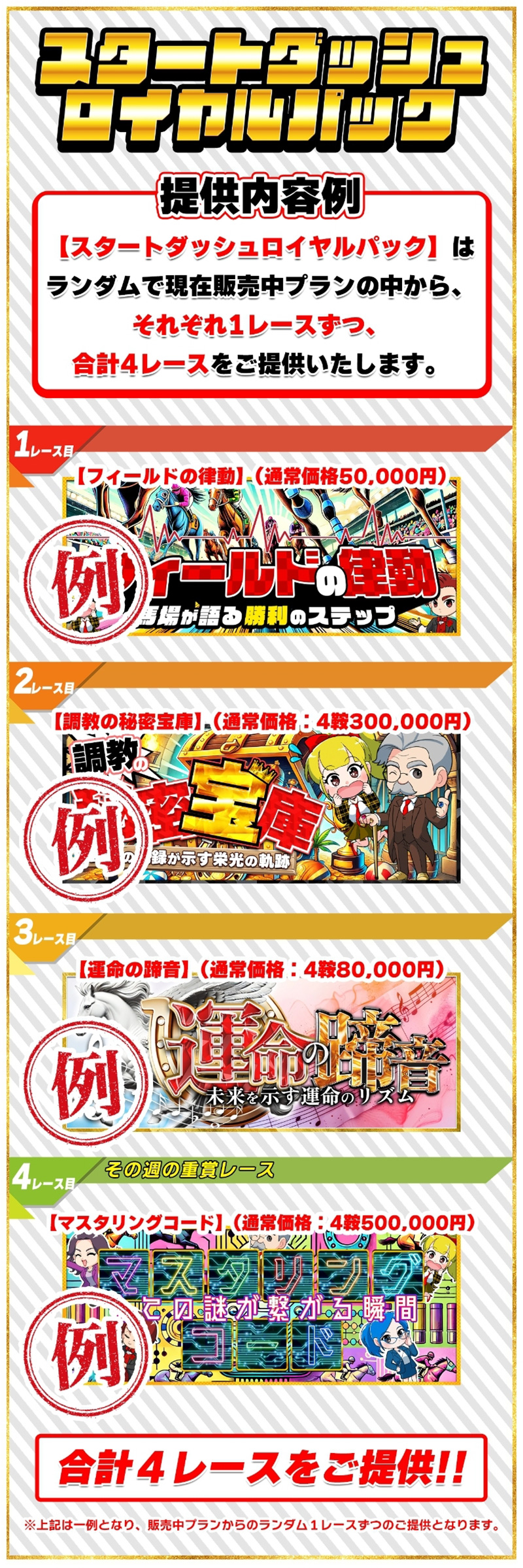 10スタートダッシュロイヤルパック提供内容例